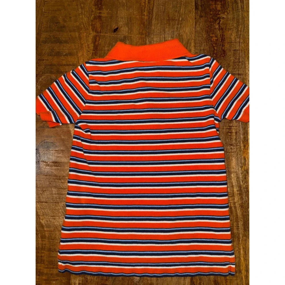 Polo Ralph Lauren Kids Orange Navy Blue Striped Short Sleeve Polo Shirt Size 7